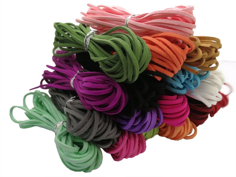 Pamir Tong 100 Yards Multi-Color Suede Leather Cords Leather Lace Flat Faux Suede Cord String Thread Velvet Cord for Necklace, Bracelet, Beading and DIY Crafts 20 Colors - Image 3